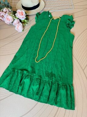 Emerald Green Strapless Ruffle Dress